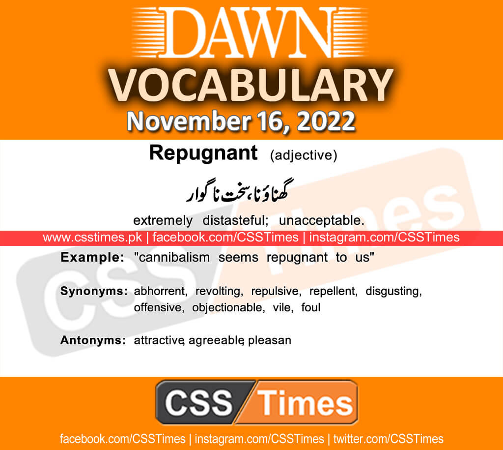 Daily DAWN News Vocabulary with Urdu Meaning (16 November 2022)