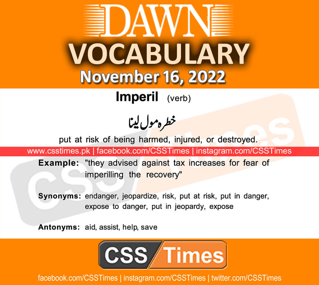Daily DAWN News Vocabulary with Urdu Meaning (16 November 2022)