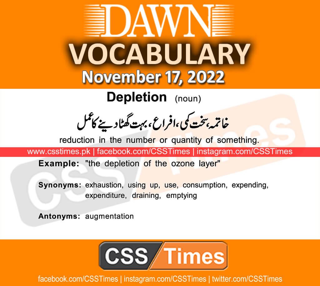 Daily DAWN News Vocabulary with Urdu Meaning (17 November 2022)