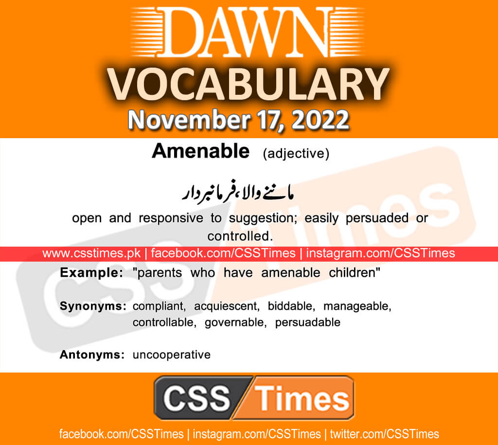 Daily DAWN News Vocabulary with Urdu Meaning (17 November 2022)
