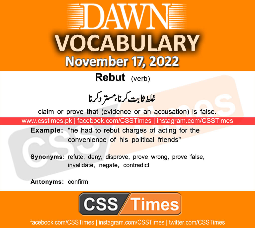 Daily DAWN News Vocabulary with Urdu Meaning (17 November 2022)