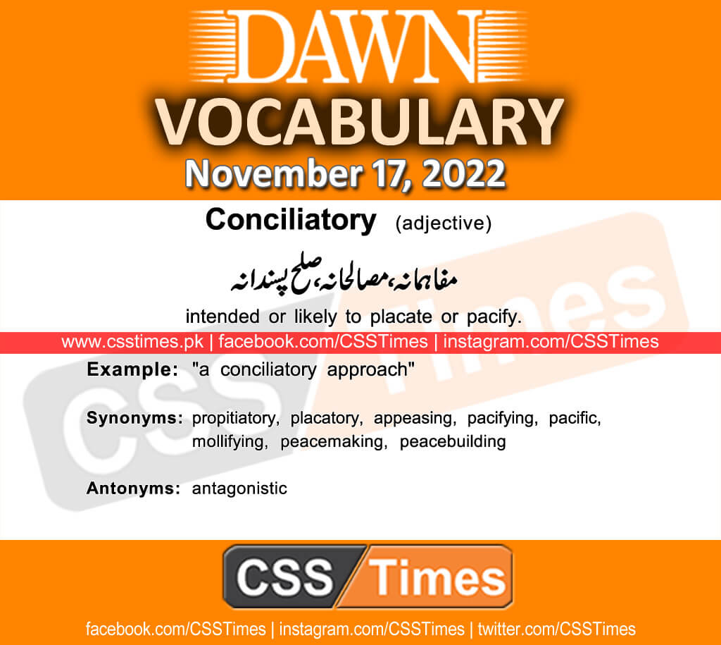 Daily DAWN News Vocabulary with Urdu Meaning (17 November 2022)