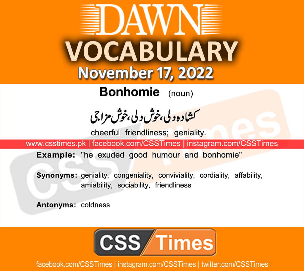 Daily DAWN News Vocabulary with Urdu Meaning (17 November 2022)