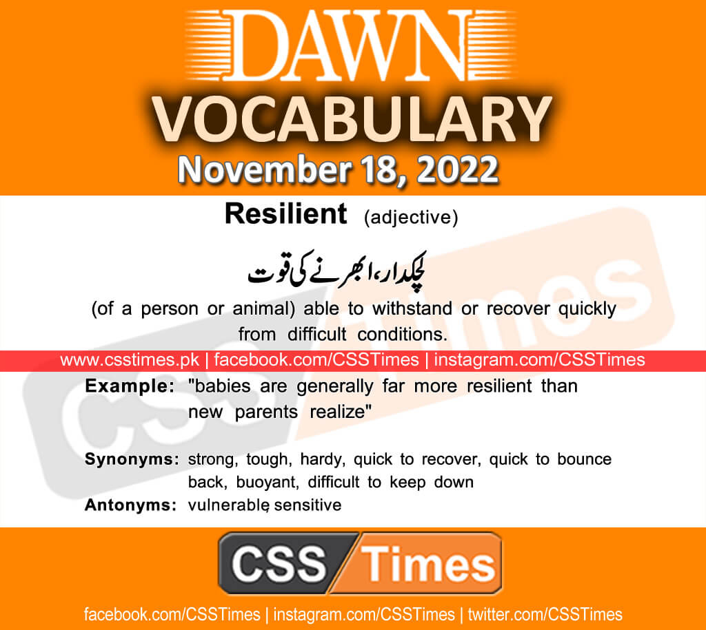 Daily DAWN News Vocabulary with Urdu Meaning (18 November 2022)