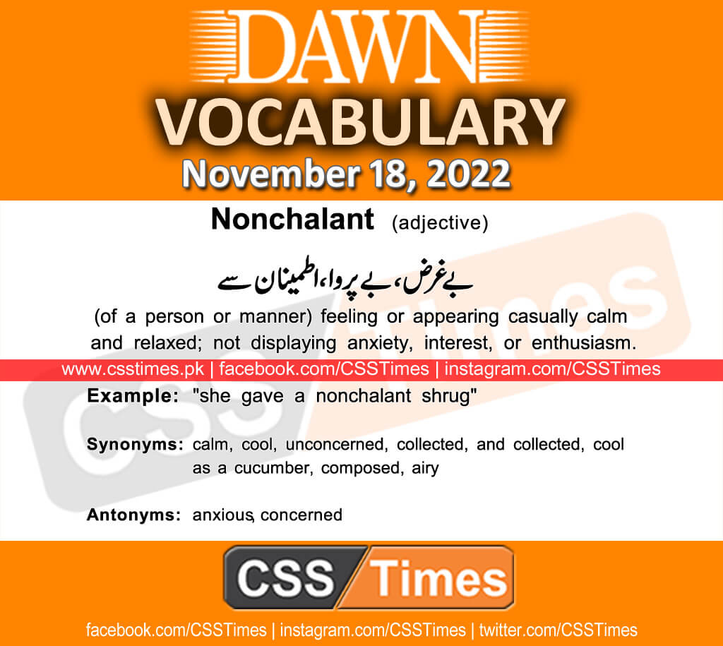 Daily DAWN News Vocabulary with Urdu Meaning (18 November 2022)