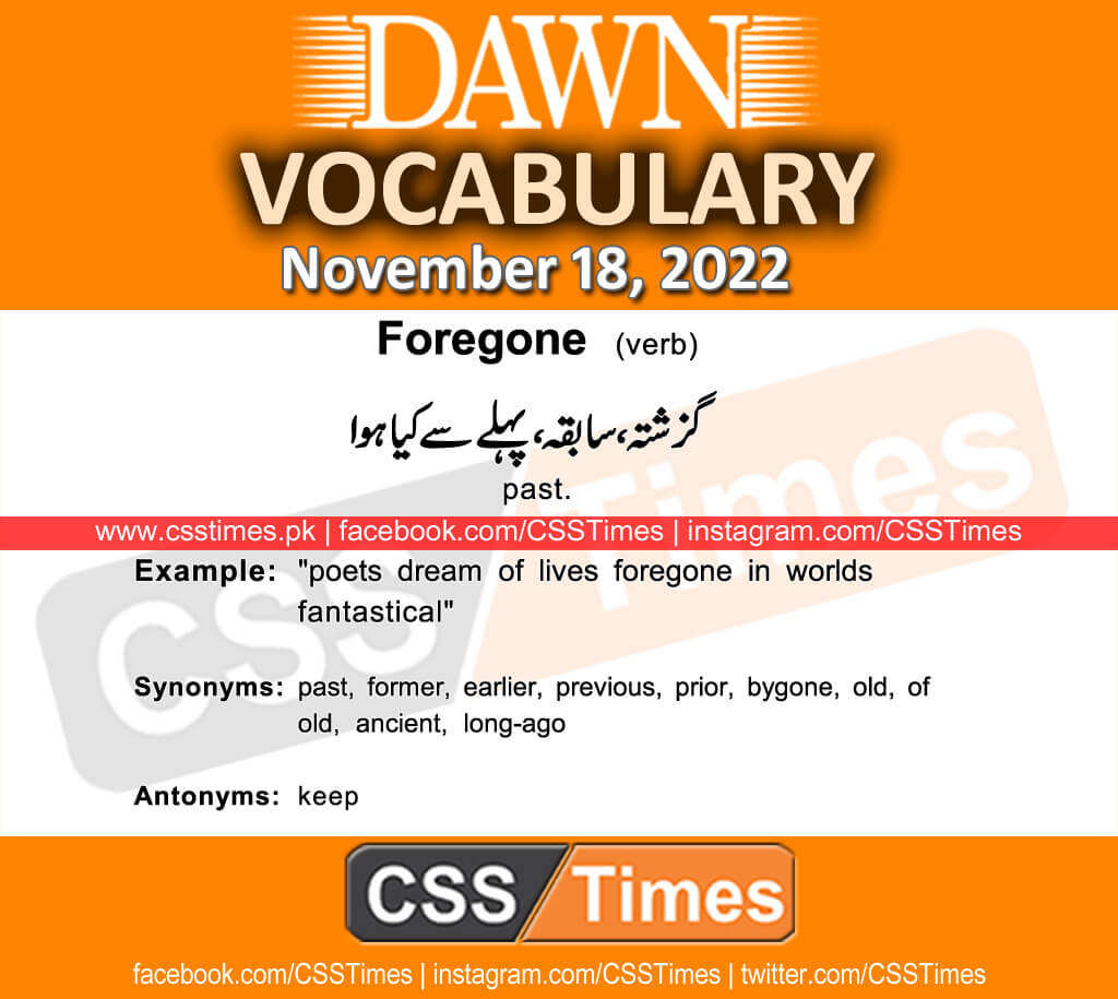 Daily DAWN News Vocabulary with Urdu Meaning (18 November 2022)