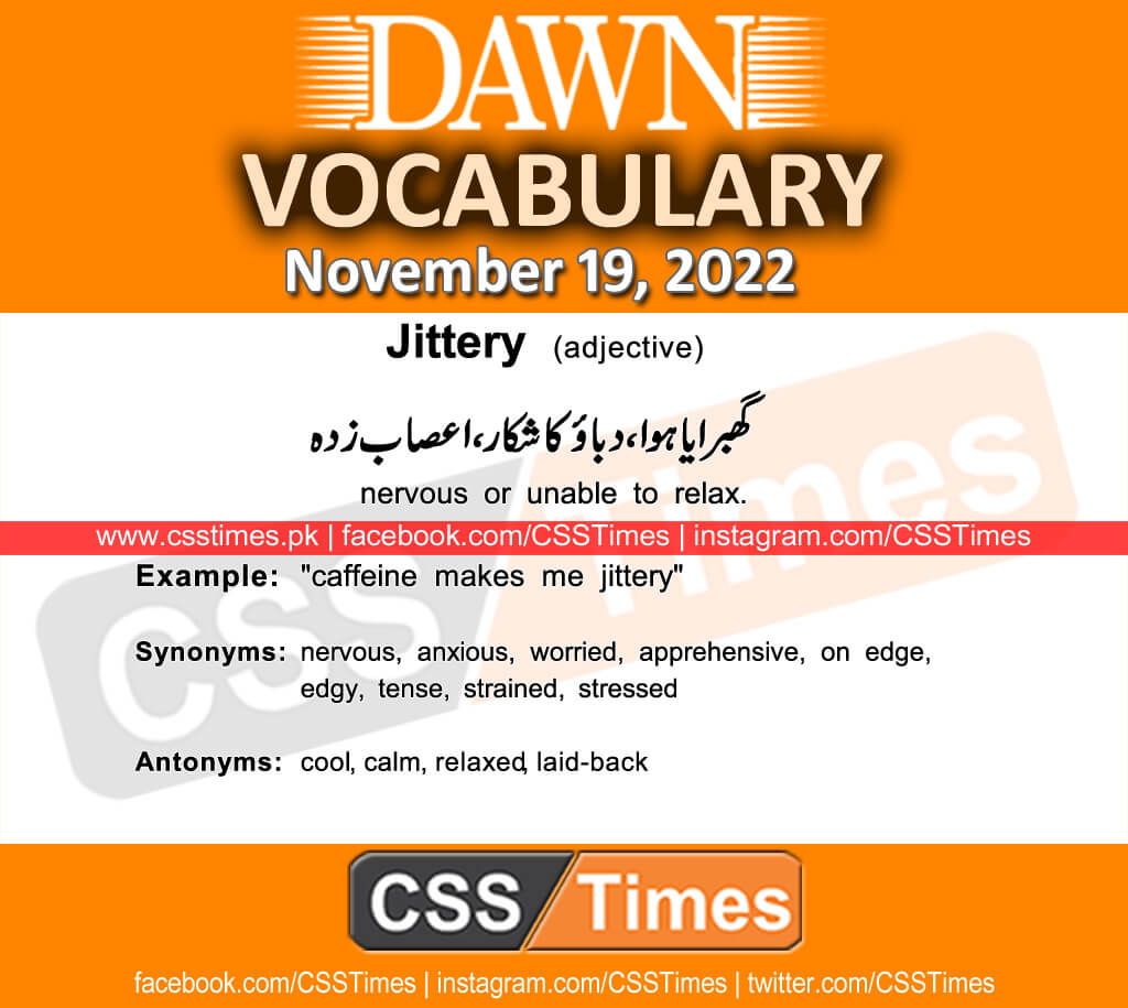 Daily DAWN News Vocabulary with Urdu Meaning (19 November 2022)