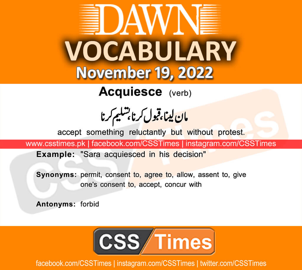 Daily DAWN News Vocabulary with Urdu Meaning (19 November 2022)