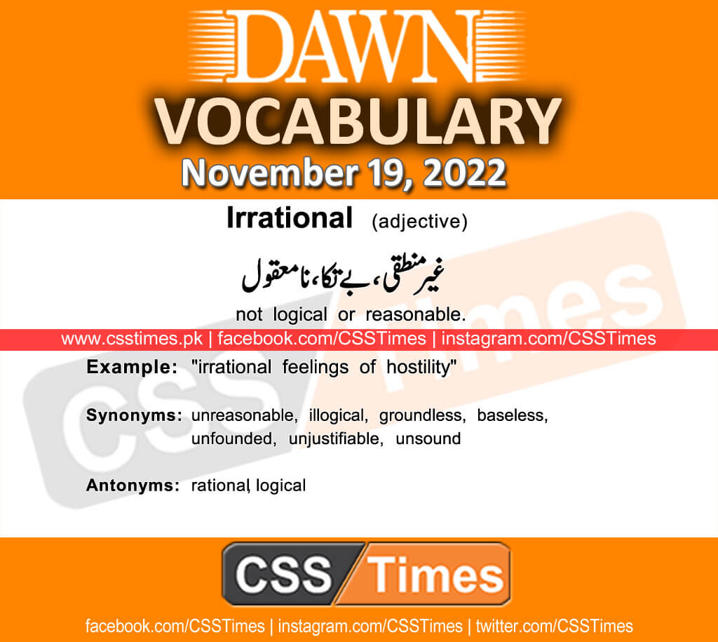 Daily DAWN News Vocabulary with Urdu Meaning (19 November 2022)