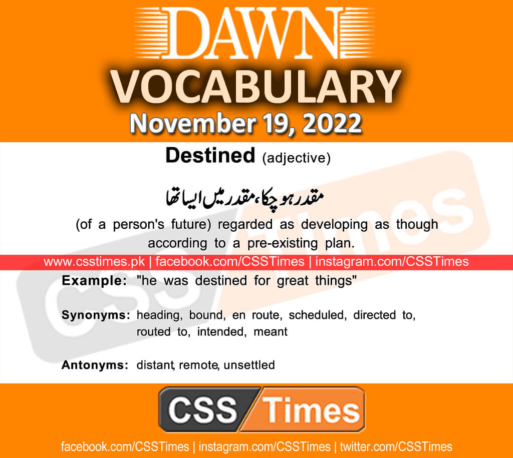 Daily DAWN News Vocabulary with Urdu Meaning (19 November 2022)