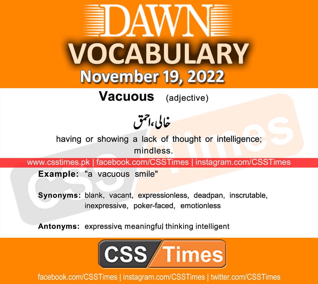 Daily DAWN News Vocabulary with Urdu Meaning (19 November 2022)