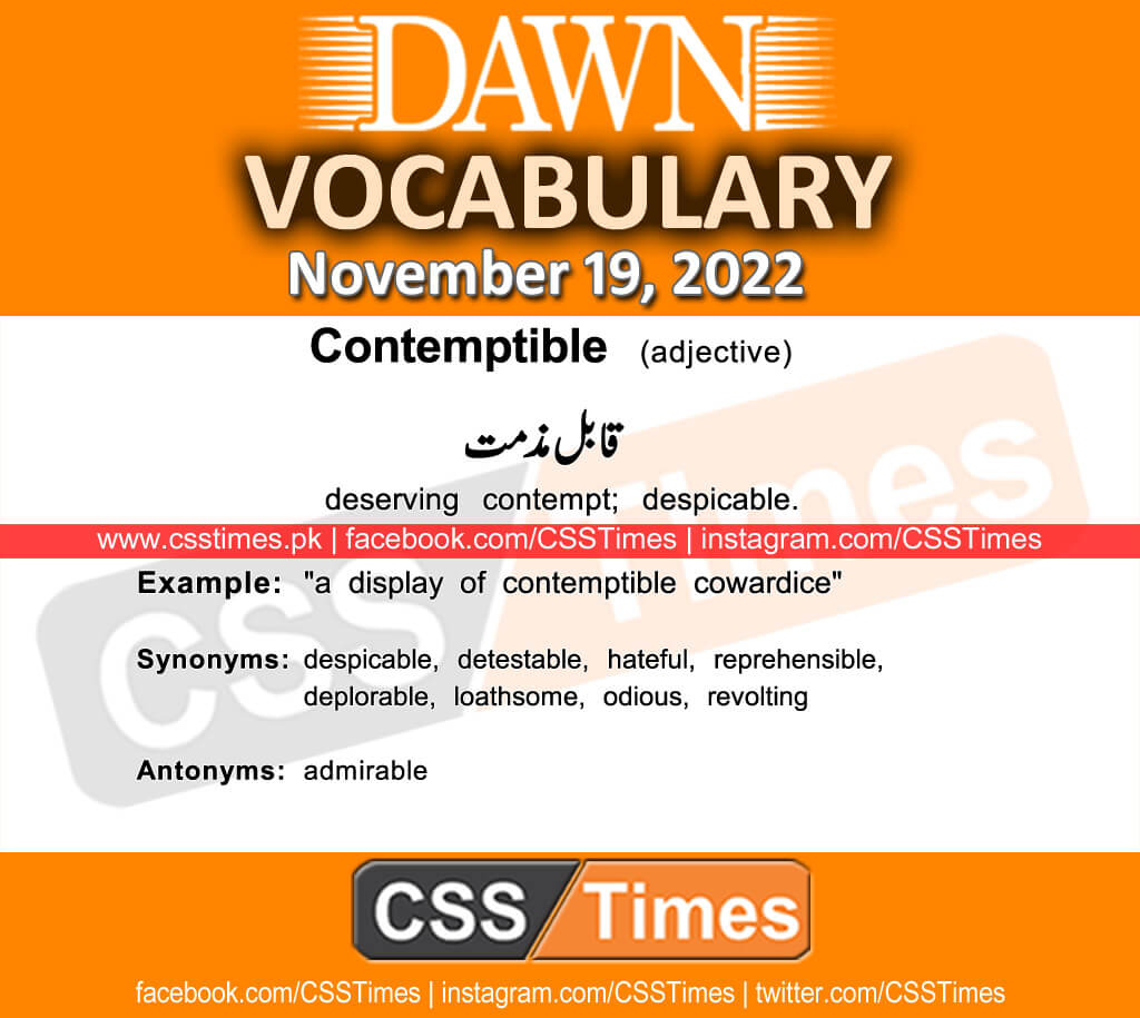 Daily DAWN News Vocabulary with Urdu Meaning (19 November 2022)