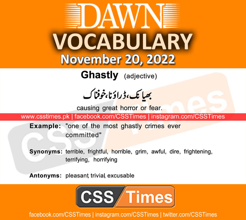 Daily DAWN News Vocabulary with Urdu Meaning (20 November 2022)