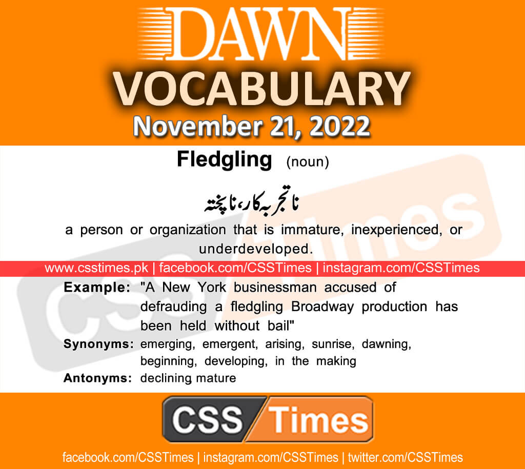 Daily DAWN News Vocabulary with Urdu Meaning (21 November 2022)