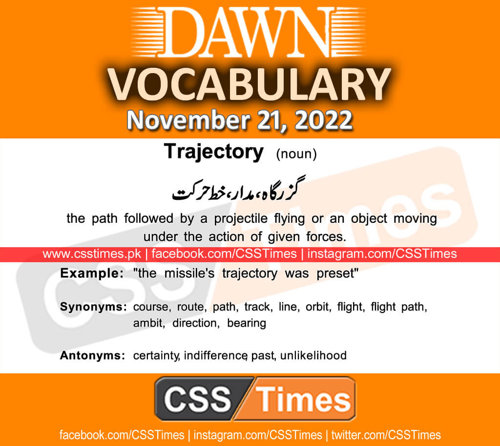 Daily DAWN News Vocabulary with Urdu Meaning (21 November 2022)