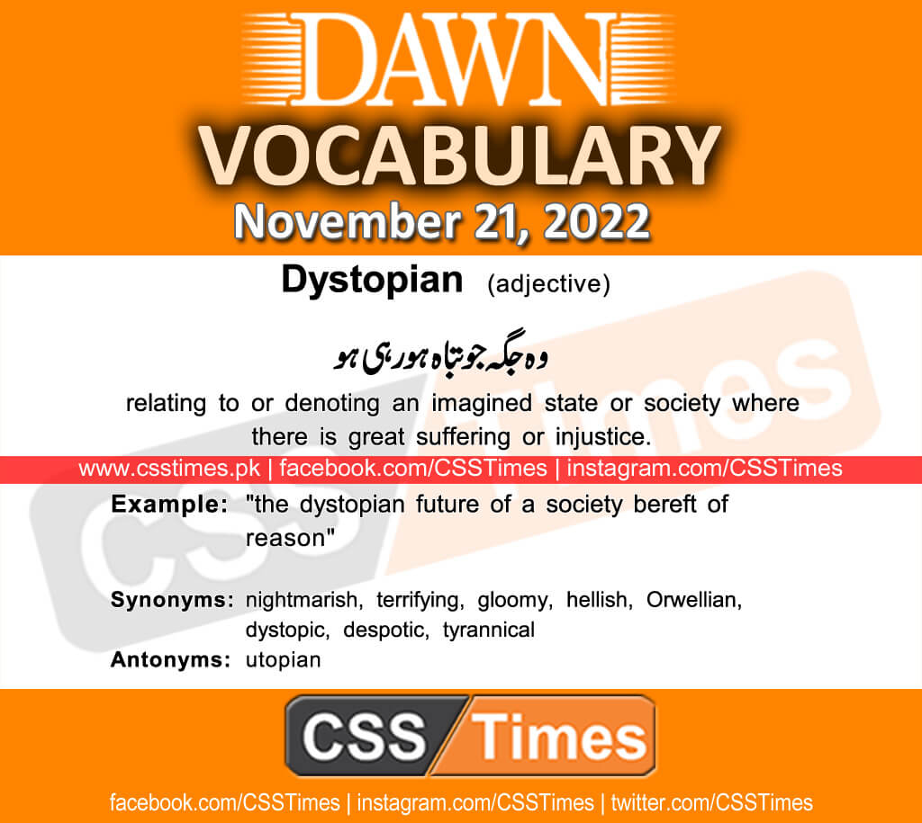 Daily DAWN News Vocabulary with Urdu Meaning (21 November 2022)