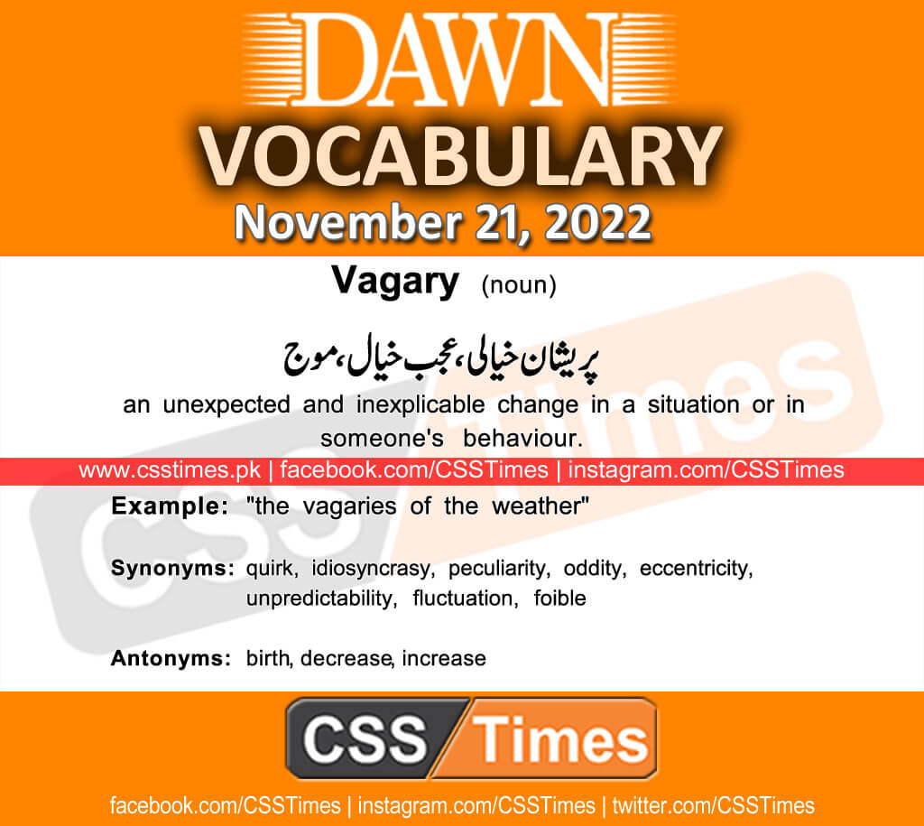 Daily DAWN News Vocabulary with Urdu Meaning (21 November 2022)