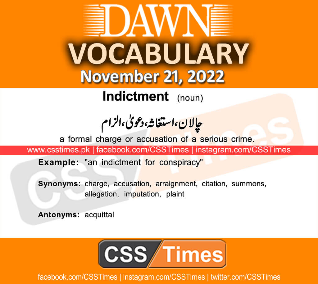 Daily DAWN News Vocabulary with Urdu Meaning (21 November 2022)