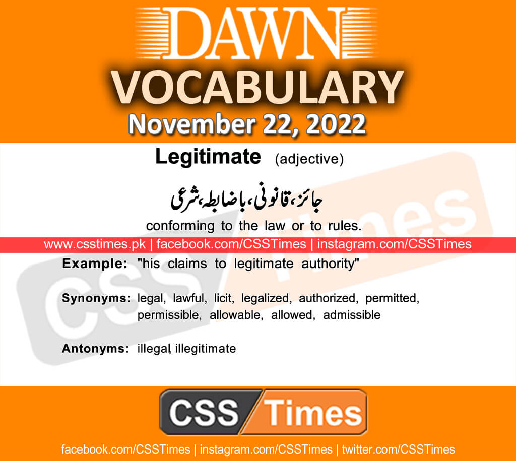 Daily DAWN News Vocabulary with Urdu Meaning (22 November 2022)