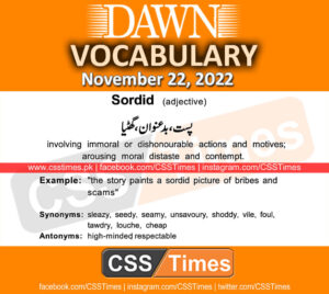 Daily DAWN News Vocabulary with Urdu Meaning (22 November 2022)