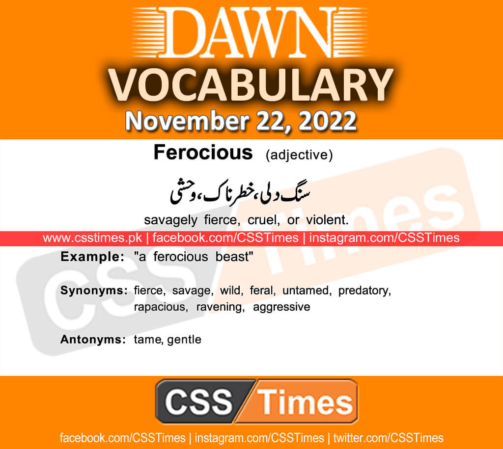 Daily DAWN News Vocabulary with Urdu Meaning (22 November 2022)