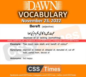 Daily DAWN News Vocabulary with Urdu Meaning (23 November 2022)