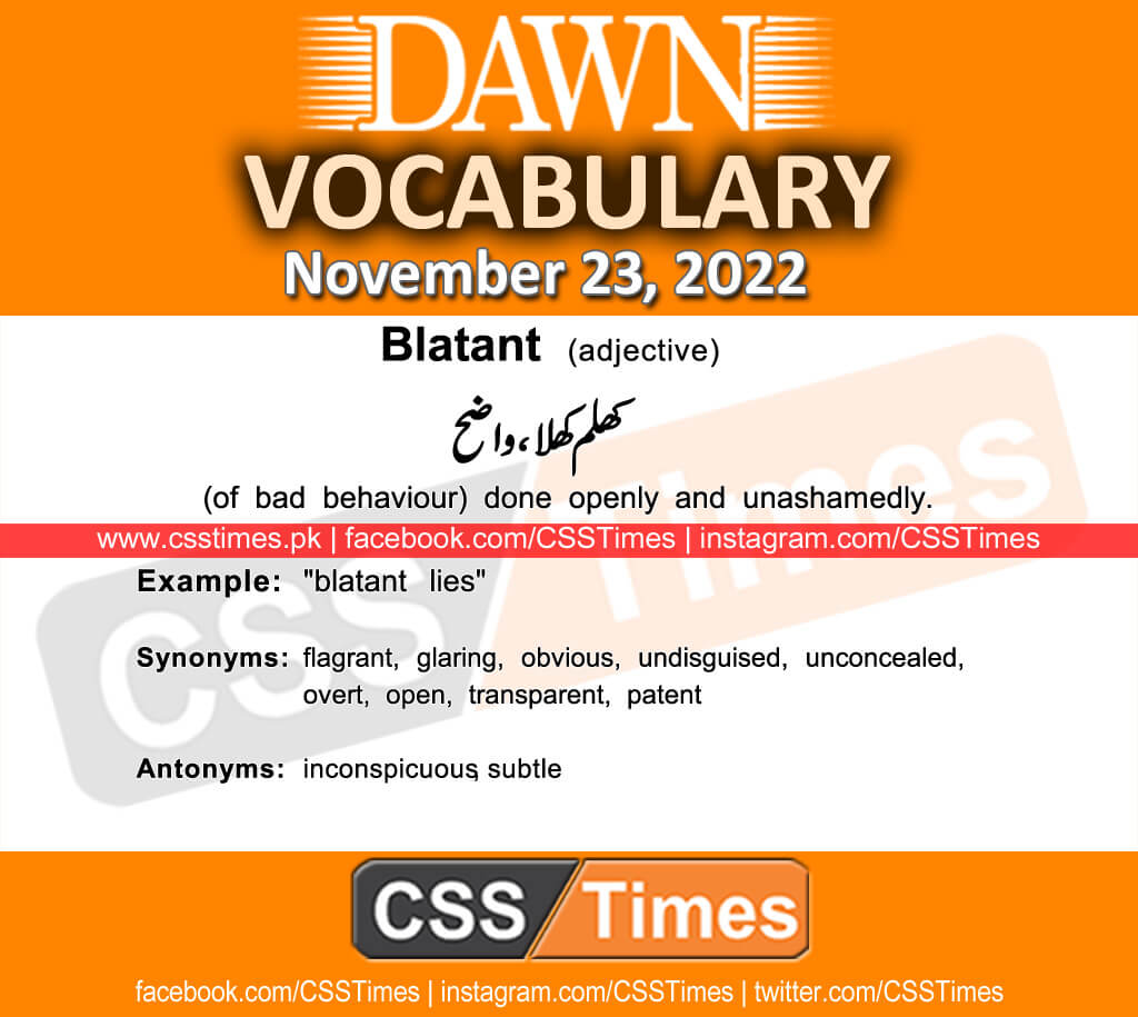 Daily DAWN News Vocabulary with Urdu Meaning (23 November 2022)