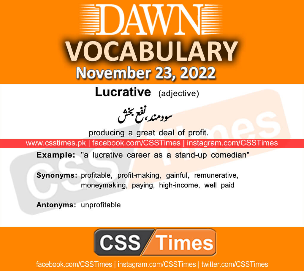 Daily DAWN News Vocabulary with Urdu Meaning (23 November 2022)