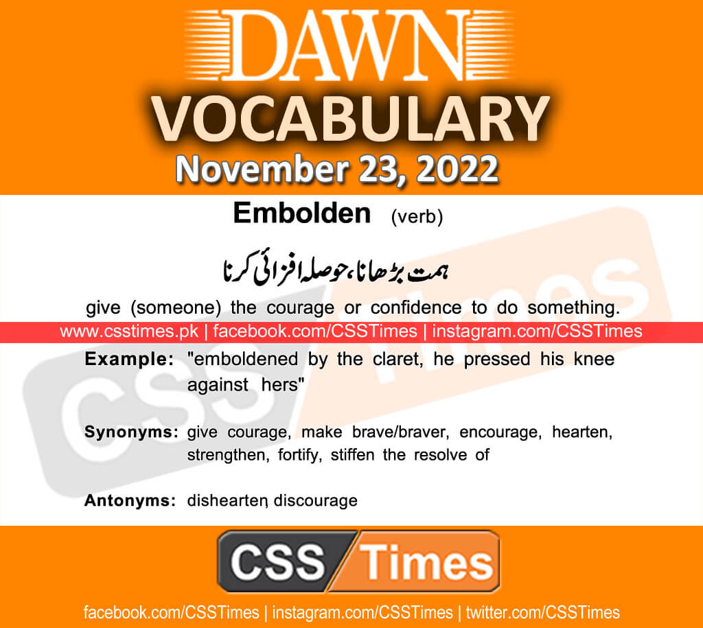 Daily DAWN News Vocabulary with Urdu Meaning (23 November 2022)