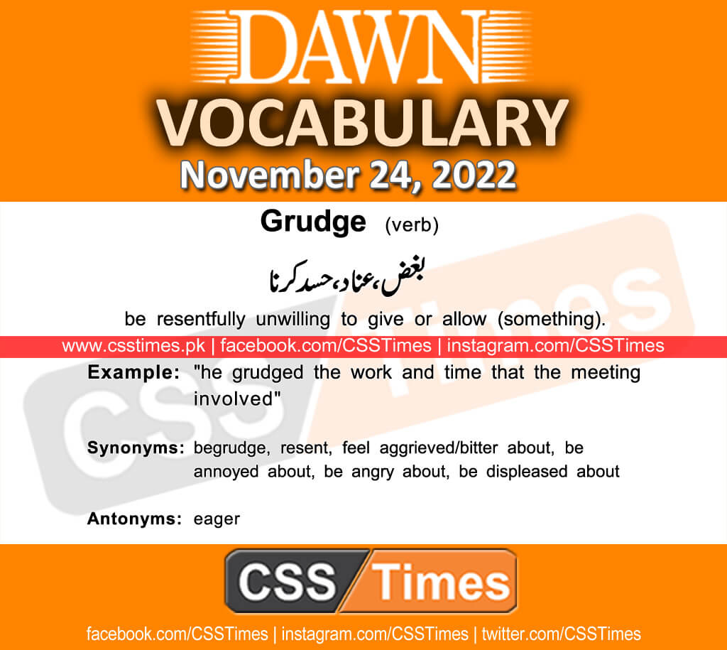 Daily DAWN News Vocabulary with Urdu Meaning (24 November 2022)