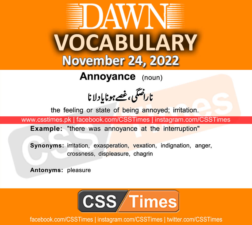 Daily DAWN News Vocabulary with Urdu Meaning (24 November 2022)