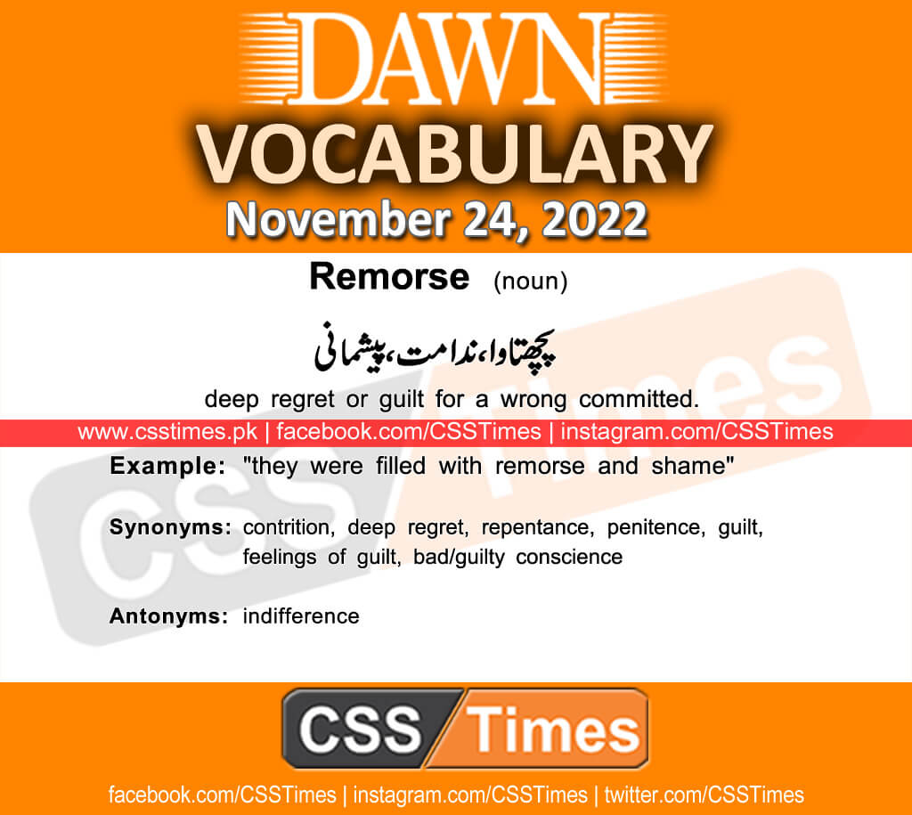 Daily DAWN News Vocabulary with Urdu Meaning (24 November 2022)