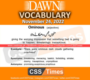 Daily DAWN News Vocabulary with Urdu Meaning (24 November 2022)