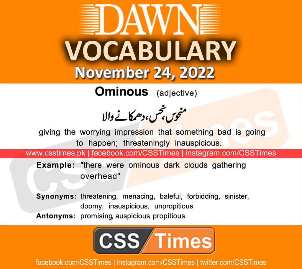 Daily DAWN News Vocabulary with Urdu Meaning (24 November 2022)