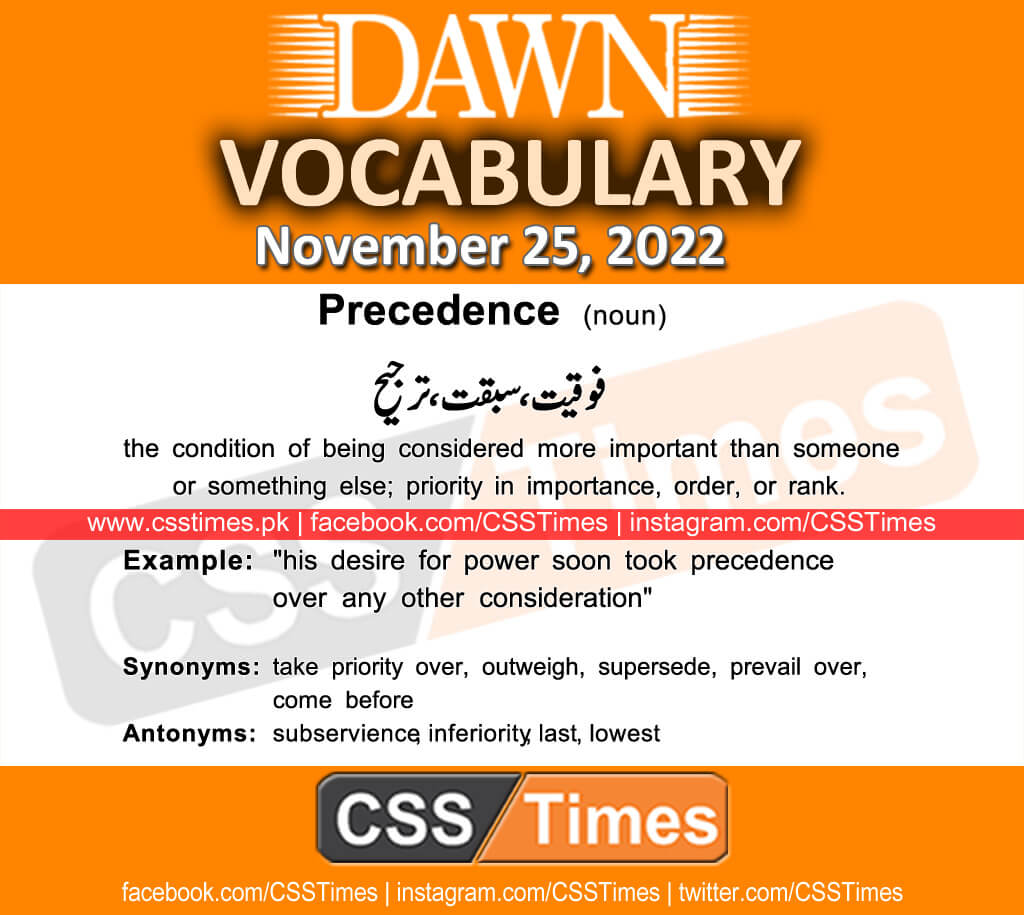 Daily DAWN News Vocabulary with Urdu Meaning (25 November 2022)