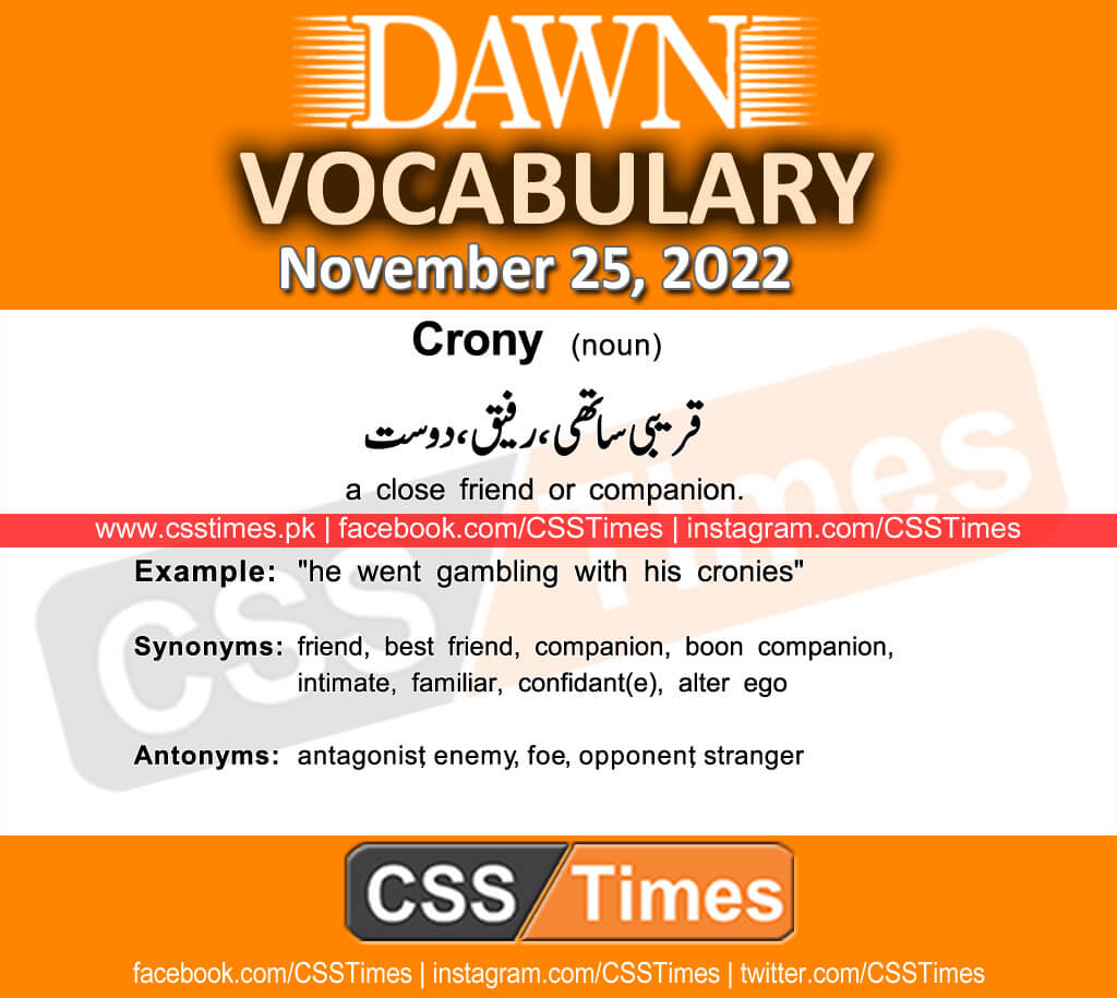 Daily DAWN News Vocabulary with Urdu Meaning (25 November 2022)