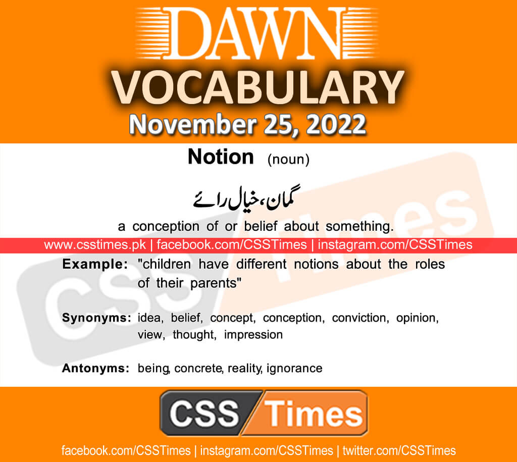 Daily DAWN News Vocabulary with Urdu Meaning (25 November 2022)