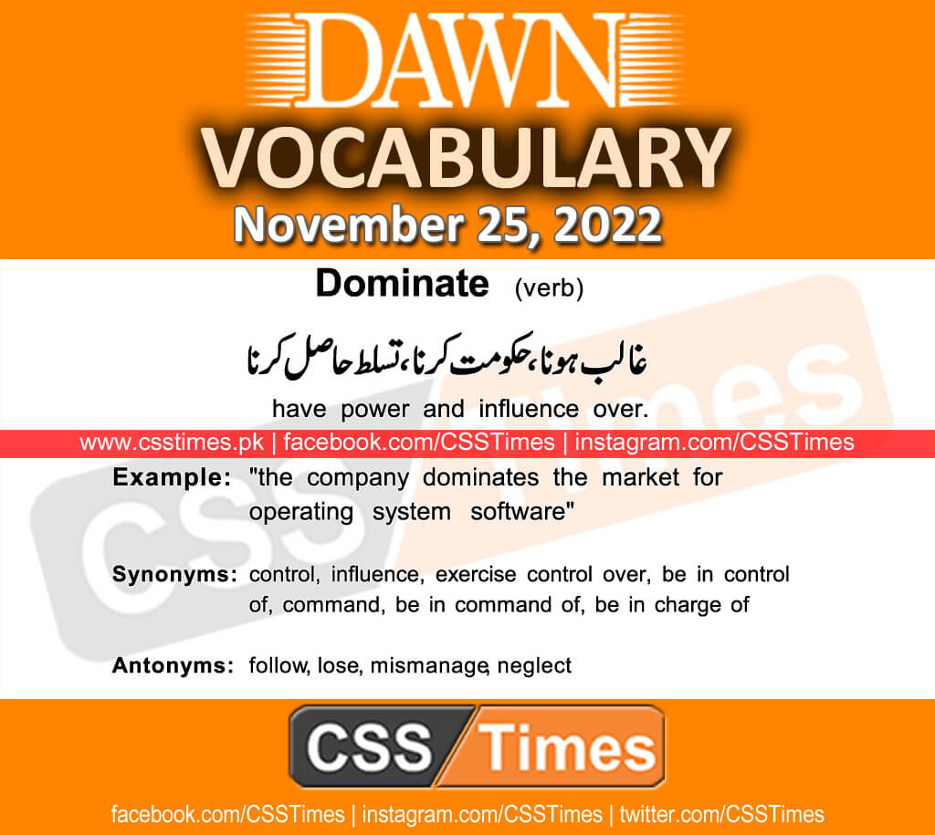 Daily DAWN News Vocabulary with Urdu Meaning (25 November 2022)