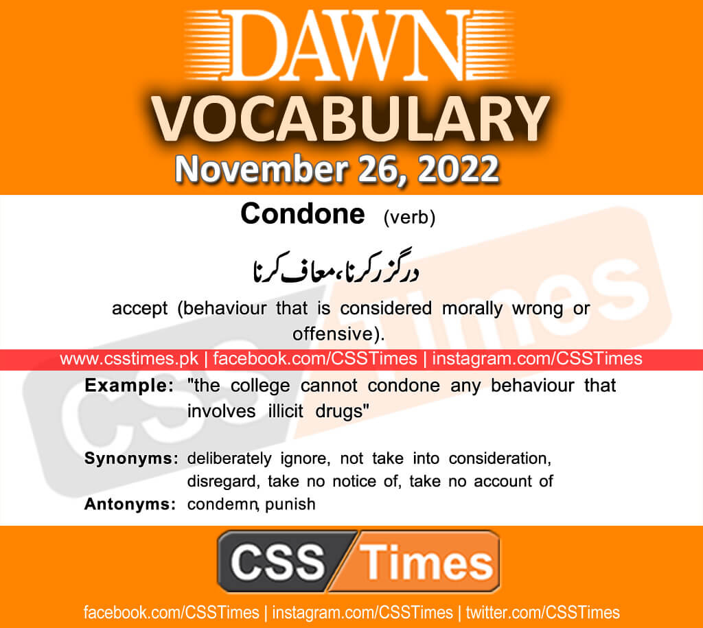 Daily DAWN News Vocabulary with Urdu Meaning (26 November 2022)