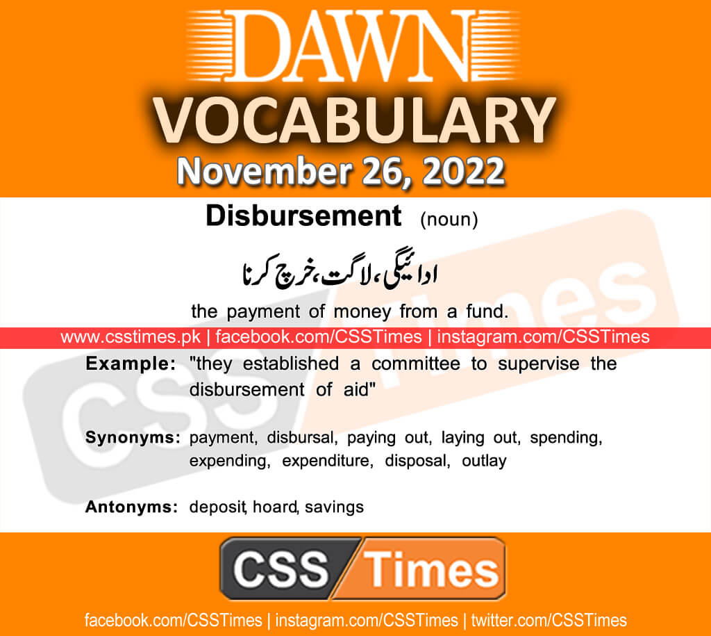 Daily DAWN News Vocabulary with Urdu Meaning (26 November 2022)