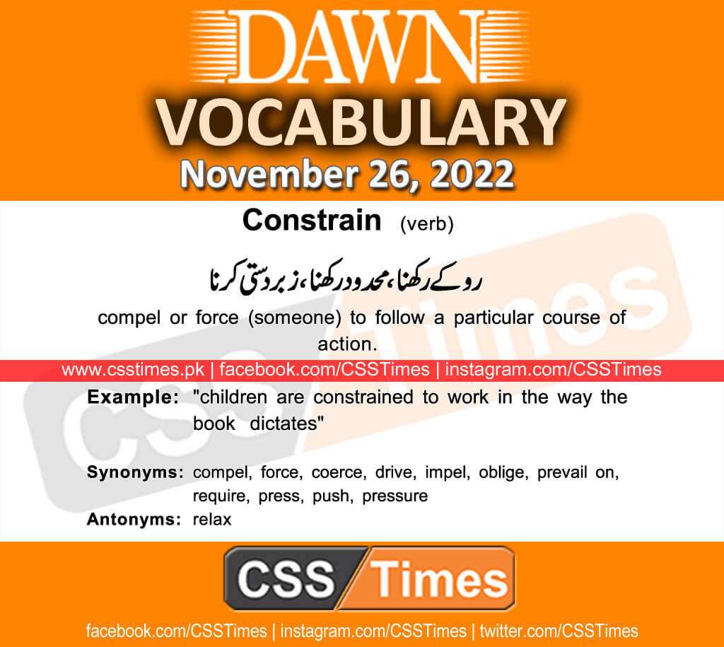 Daily DAWN News Vocabulary with Urdu Meaning (26 November 2022)