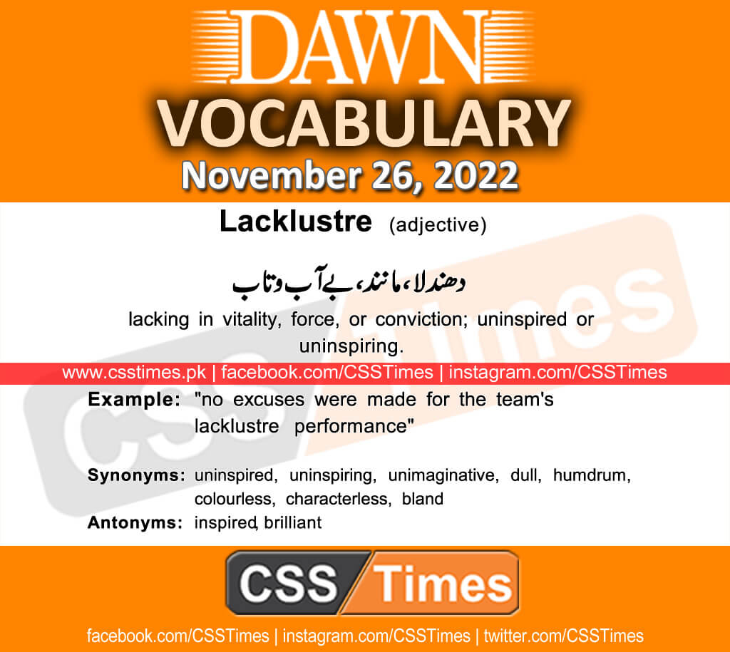 Daily DAWN News Vocabulary with Urdu Meaning (26 November 2022)