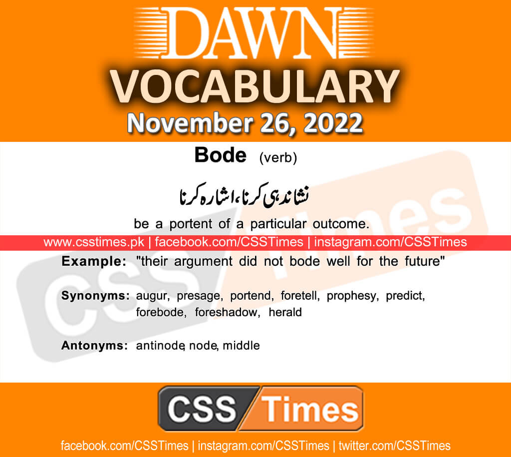 Daily DAWN News Vocabulary with Urdu Meaning (26 November 2022)