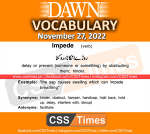 Daily DAWN News Vocabulary with Urdu Meaning (27 November 2022)