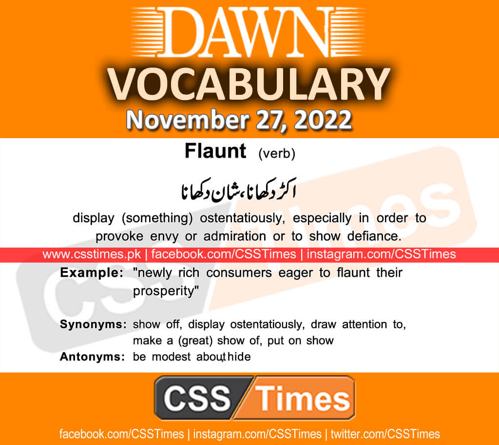 Daily DAWN News Vocabulary with Urdu Meaning (27 November 2022)