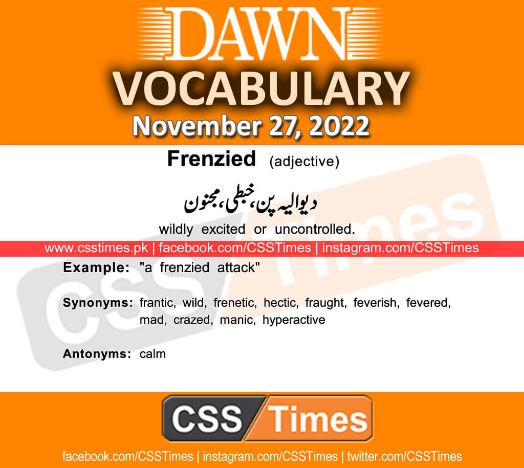 Daily DAWN News Vocabulary with Urdu Meaning (27 November 2022)