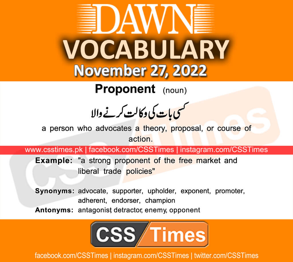 Daily DAWN News Vocabulary with Urdu Meaning (27 November 2022)