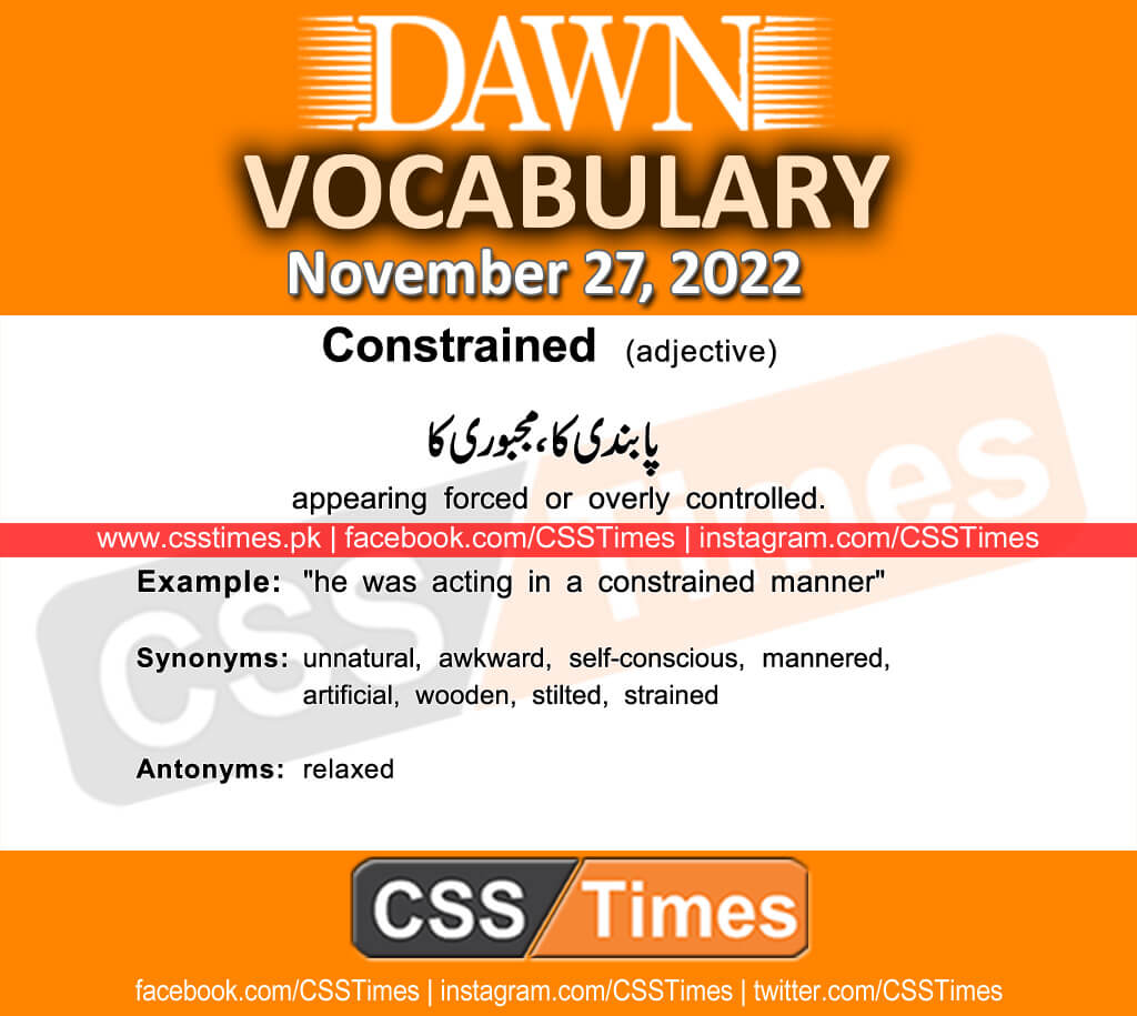 Daily DAWN News Vocabulary with Urdu Meaning (27 November 2022)