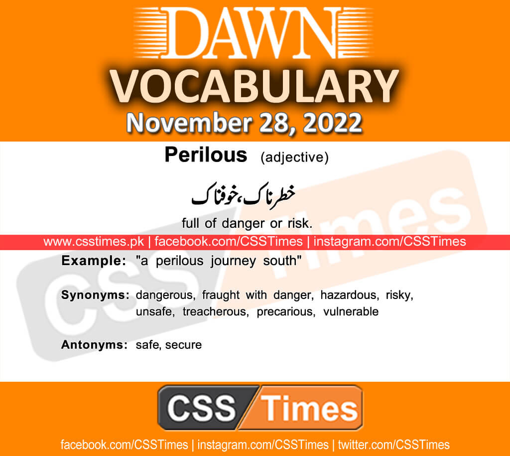 Daily DAWN News Vocabulary with Urdu Meaning (28 November 2022)