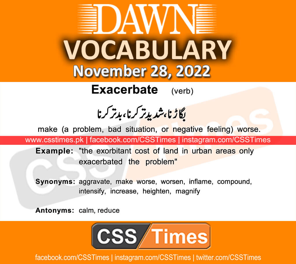 Daily DAWN News Vocabulary with Urdu Meaning (28 November 2022)